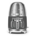 Smeg Dark Silver Retro Filter Coffee Machine~ 10 Cup ~ 1050w ~1.4lt ~ 40min Keep Warm - DCF02SSSA/EU