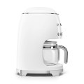 Smeg White Retro Filter Coffee Machine~ 10 Cup ~ 1050w ~1.4lt ~ 40min Keep Warm - DCF02WHSA/EU