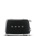 Smeg Black Retro 4 Slice Square Toaster ~ 1500w ~ 36mm Wide ~ 6 Levels ~ 3 Pre-set - TSF03BLEU