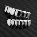 Teeth Grillz Hip Hop Classic Silver Plated Upper &amp; Lower Grillz