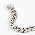 20 Silver Cuban Chainlink necklace encrusted in crystal rhinestones (12mm width)