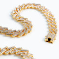 20 Cuban Golden Necklace rectangle link encrusted with silver zirconia