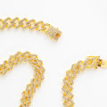 20 Cuban Golden Necklace rectangle link encrusted with silver zirconia