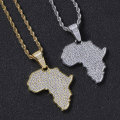 Africa Continent Iced Silver Pendant encrusted in Zircon Stones