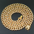 20 Golden Cuban Chainlink necklace encrusted in crystal rhinestones(12mm width)
