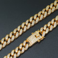 20 Golden Cuban Chainlink necklace encrusted in crystal rhinestones(12mm width)