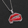 20" Rocky Horror Iced Lips & Zirconia Teeth Pendant (silver)