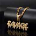 24" Savage Drip Iced out Gold Pendant with Chain