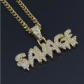 24" Savage Drip Iced out Gold Pendant with Chain