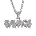 24" Savage Drip Iced out Silver Pendant with Chain