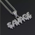 24" Savage Drip Iced out Silver Pendant with Chain