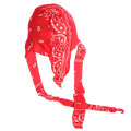 Cotton Biker Durag Headwrap in Red Paisley Pattern