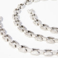 Cuban Iced CZ Diamond Necklace &amp; Bracelet Set (Silver)