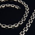 Cuban Iced CZ Diamond Necklace & Bracelet Set (Silver)