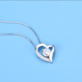 Love Heart 925 Sterling Silver Necklace with Sparkling CZ Rhinestones