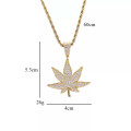 Gold Plated CZ Diamond Iced Weed Pendant