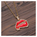 20" Rocky Horror Iced Lips & Zirconia Teeth Pendant (gold)