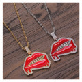 20" Rocky Horror Iced Lips & Zirconia Teeth Pendant (gold)