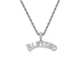 Blessed Diamond CZ Pendant with Rope Chain (silver)