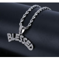 Blessed Diamond CZ Pendant with Rope Chain (silver)