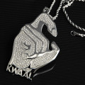 Iced Kasi Kwaal Polished CZ Diamond Pendant (Silver)