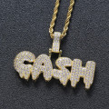 Cash Dripping Gold Plated CZ Diamond Fashion Pendant with Necklace