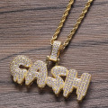Cash Dripping Gold Plated CZ Diamond Fashion Pendant with Necklace