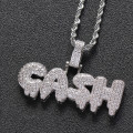 Cash Dripping Silver Plated CZ Diamond Fashion Pendant with Necklace