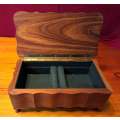 Large Wooden Scalloped & Footed Jewelry  Box