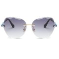 VOLCHIEN Rimless Rhinestone Ladies Sunglasses Metal Arm UV Protection Oval Frameless Women Sun glas