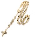 Trendsmax Stainless Steel Bead Chain Rosary Jesus Christ Crucifix Cross Pendant Long Necklacce Mens