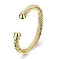 Zhiwen Simple Cuff Bracelet 18K Real Gold Platinum Plated Fine Bangle Bracelet Cable Wire Twisted C