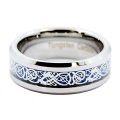 MJ 8mm Blue Celtic Dragon Men's/Women's Tungsten Carbide Wedding Band Ring