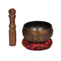 Special Etching Tibetan Singing Bowl Set By Dharma Store - Buddhism Yoga Meditation - With Striker