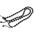 SCOO Jewelry Natural Black Obsidian Round Tai Chi Gossip Pendant Extend Bead Necklace