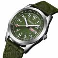 Tonnier Men's Weekender&Calendar Analog Green Canvas Strap Mans Watches
