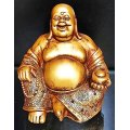 A Golden Happy Buddha (Laughing Buddha) Feng Shui for Money and Wealths