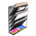 Wall Mounted File Organizer Holder Metal Mesh Magazine Rack for Office and Study Room, Black