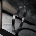 Wistic Black Bracelet with Stainless Steel Bangle Cuff and Magnetic-Clasp Plain Polished..