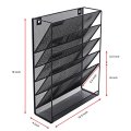 Wall Mounted File Organizer Holder Metal Mesh Magazine Rack for Office and Study Room, Black
