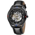 KRONEN & SOHNE Automatic Skeleton Ionized Black Leather Watch Brand new w/ box, papers