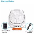 8`` Solar Rechargeable LED Lights Radio Table Fan With Speaker Q-F108