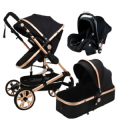 New Belecoo 3 in 1 Stroller BLack with Gold Frame