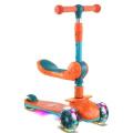 Kids Foldable And Adjustable Scooter With Seat And Flashing Wheel Lights