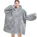Unisex Grey Oversized Plush Hoodie Blanket