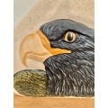 #92 Interesting handpainted hawk / eagle decanter