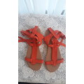 Ladies Sunset Orange Summer Strappy Sandals BY MOSAIC
