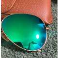 Ray Ban Aviator Sunglasses Gold Frame with Green Flash Lenses RB3025 55mm