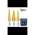 3Pcs Golden 4-12 3-12 4-20 Step Drill Bit Set, HSS Titanium Step Drill Bits for Metal, plastic, etc