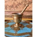 Antique brass pestle and mortar